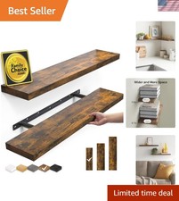 Versatile 22.5 Inch Floating Shelves for Any Room - Rustic Finish, Set of 2