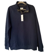 M Goodfellow  Co Men's Pullover Long Sleeve Sweatshirt Quilted Navy Blue Medium