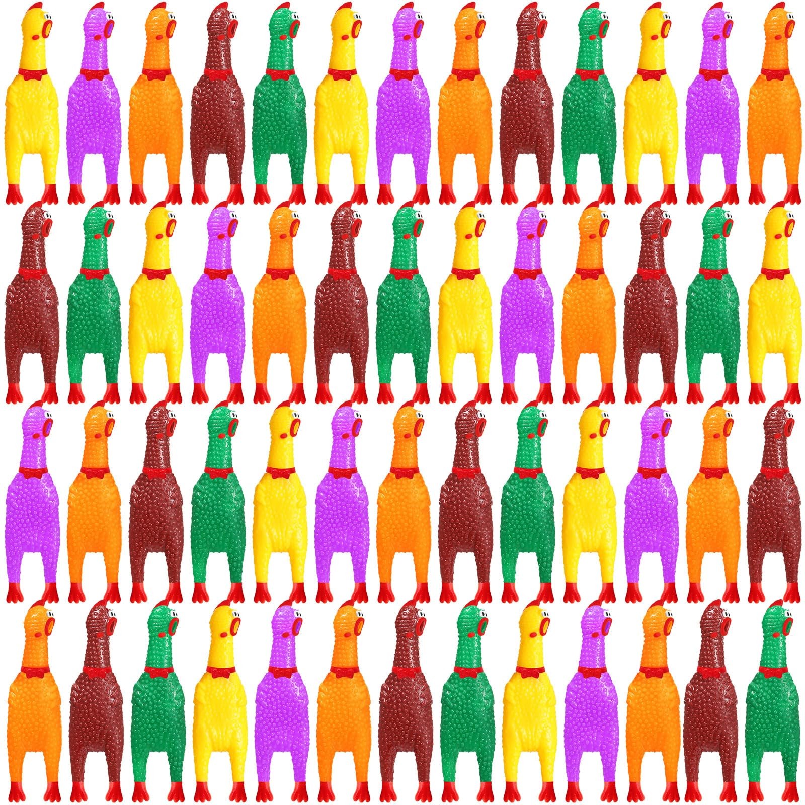 Honoson 50 Pcs Rubber Chickens Squeak Screaming Chicken Novelty Bulk Dog Toys...