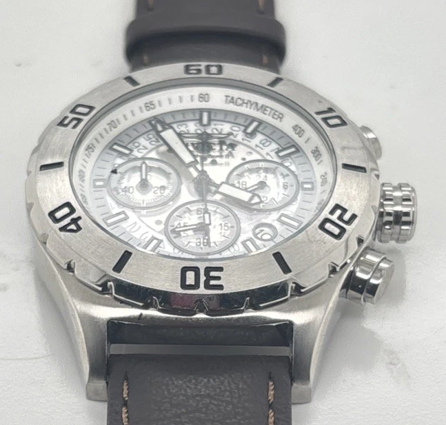 Invicta 7376 Signature Men's 45MM Skeleton Back Chrono Leather Strap Watch 20 - Image 2 of 4