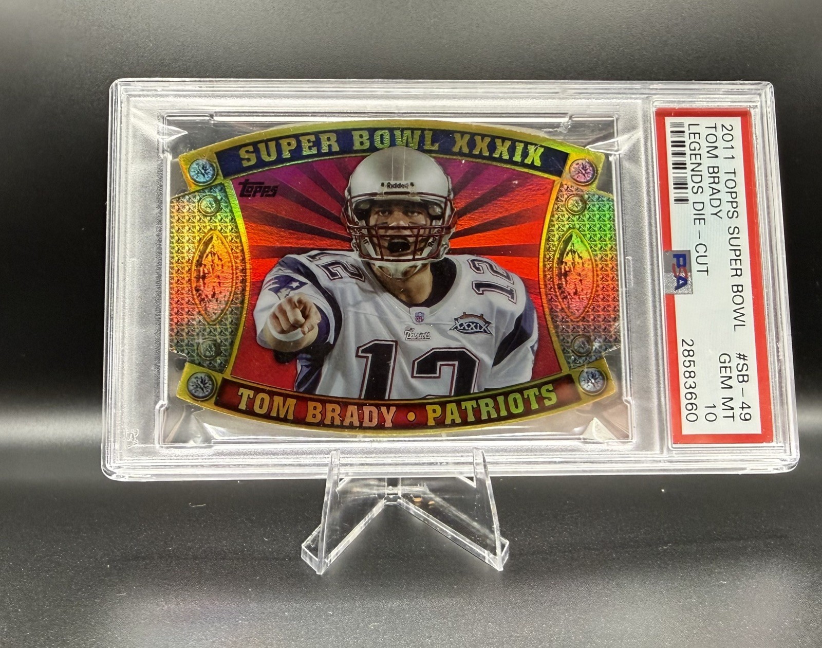 2011 Topps Tom Brady Super Bowl Legends Giveaway Die Cut #SB-49 Patriots PSA 10 view 3