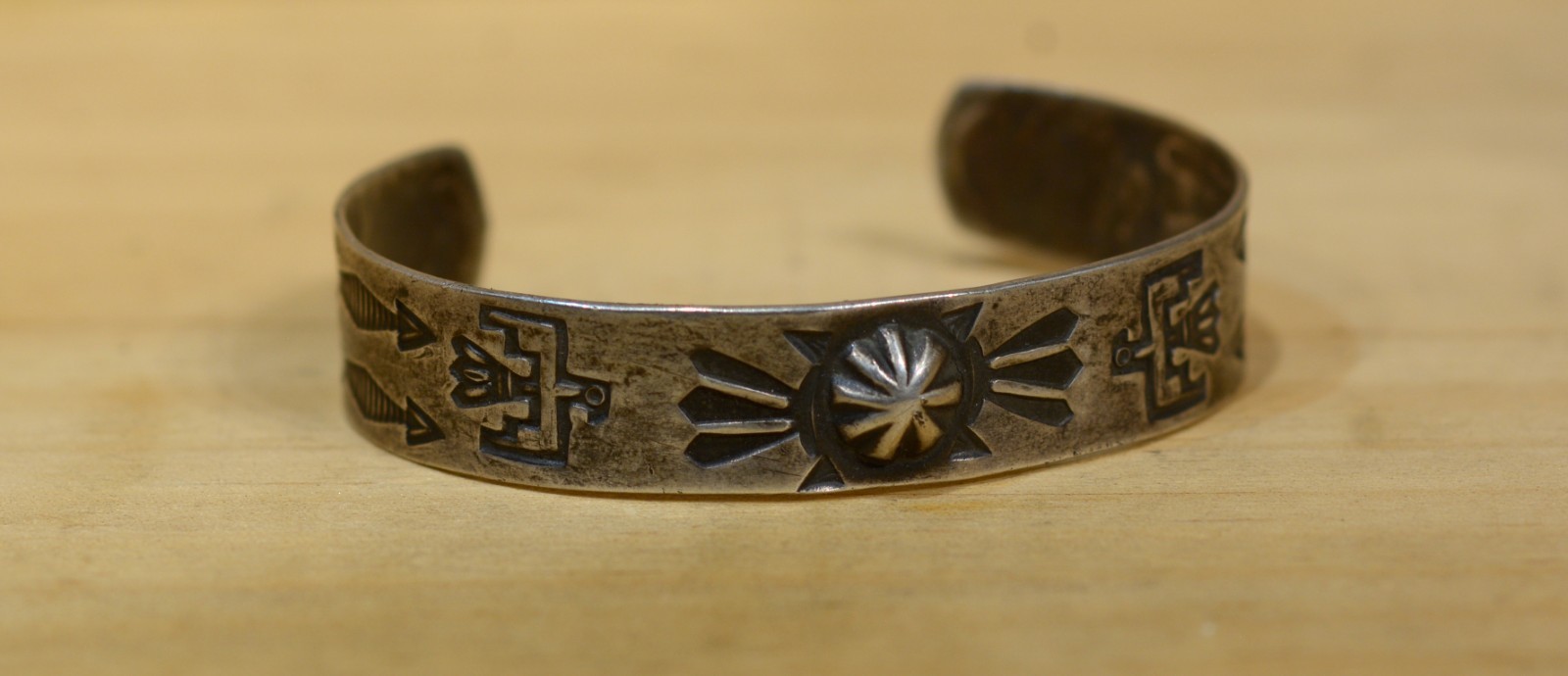 Native American Silver Cuff Small Rolling Logs  T… - image 5