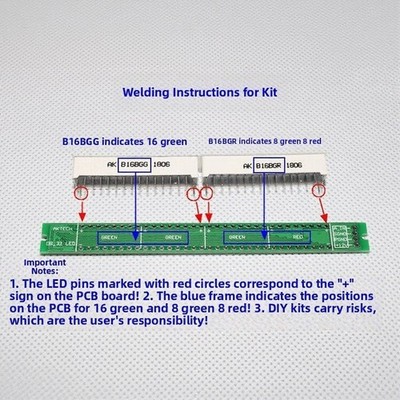 32-Segment LED Audio Pegelanzeige VU Meter für DIY Sound Monitoring
