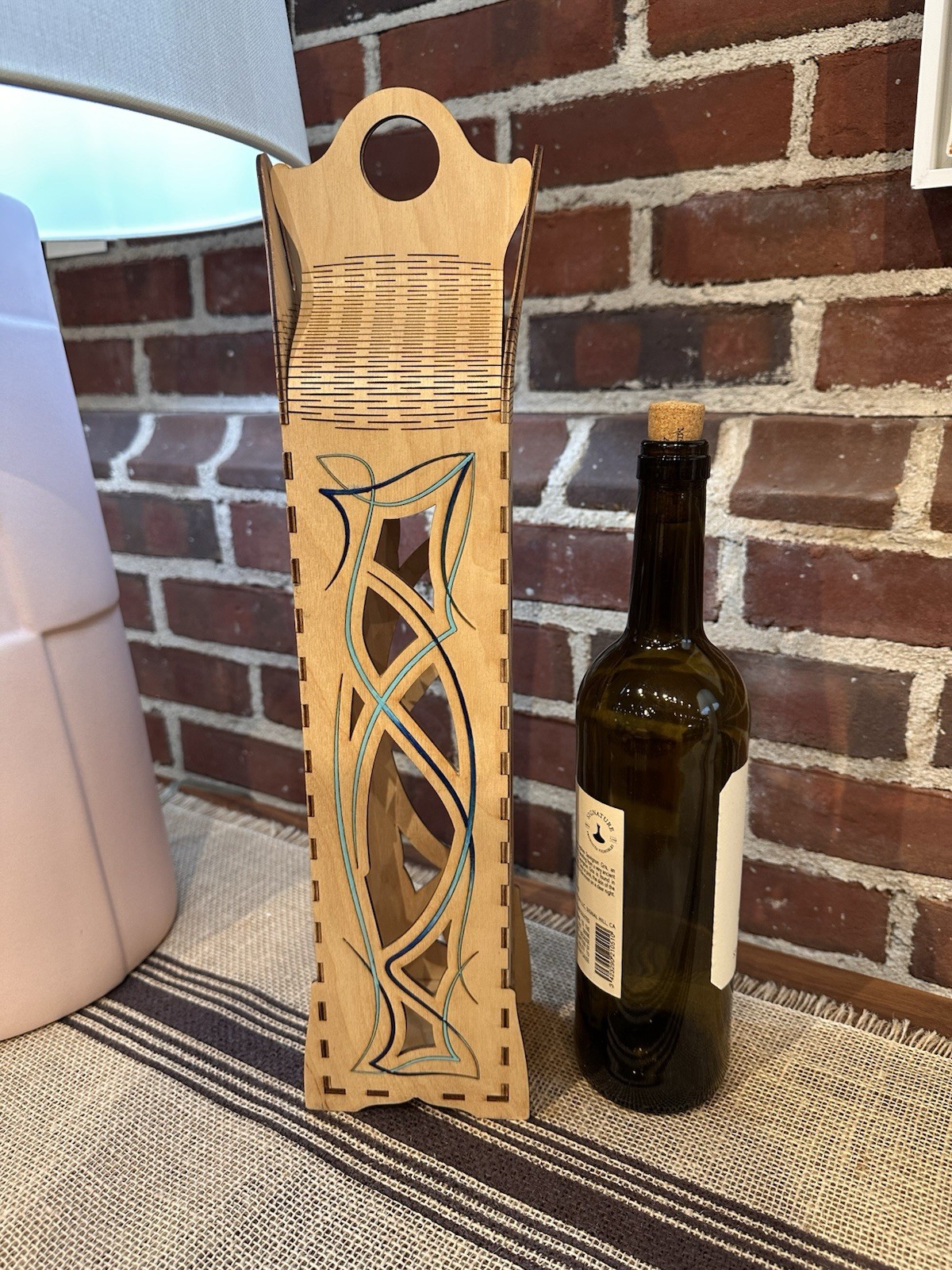 Wood Laser Cut Wine Bottle Holder