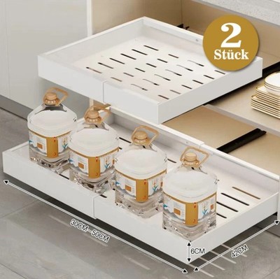 2er Teleskopschublade Küchenschublade Telescopic Drawer Cabinet Organizer Slide