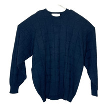 Men's Large Clan Douglas Scotland Cashmere Blend Navy Blue Crewneck Sweater