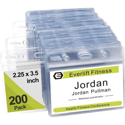 Ausweishüllen 200 Stück Kunststoff ID Badge Halter transparent horizontal