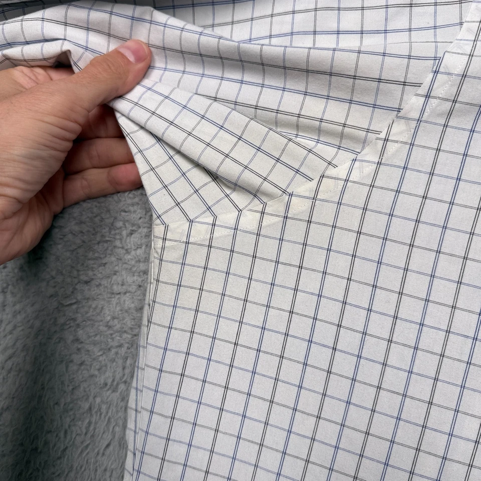 Camisa de vestir Brooks Brothers para hombre 18 35 blanca a cuadros puños franceses sin planchar Foto 4 de 4