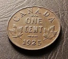 1925 Canada 1 Cent (A5) King George V Canadian Penny Copper Coin Small Cent
