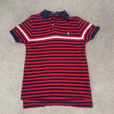 Vintage Polo Ralph Lauren Męska koszulka polo Czerwona granatowa i biała w paski rozm. M