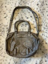 Bueno Gray Medium Satchel Top Handle Bag Zip Closure Pockets Detachable Strap