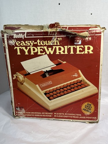 Vintage Buddy-L Easy Touch Typewriter w/Box - Orange & Cream - Works - Picture 18 of 19