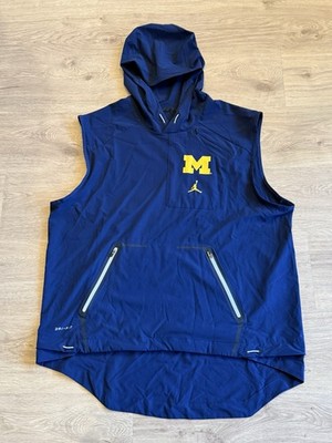Jordan Brand Michigan Wolverines Dri-FIT Sleeveless Hooded Pullover Navy XL