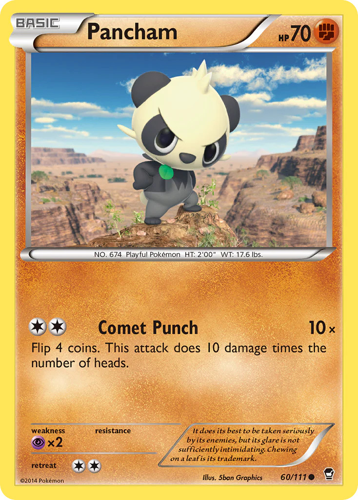 Pancham (60/111) [XY: Furious Fists] Moderately Played Reverse Holofoil Pokemon
