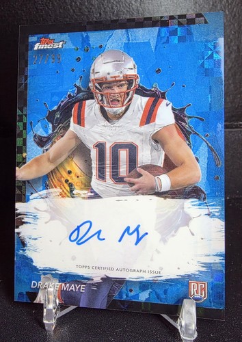 Drake Maye [Blue Checkerboard Refractor] #RFA-DM 2024 Topps Finest Rookie Autograph card