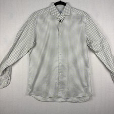 Stenstroms Twofold Super Cotton Shirt Mens 16.5 42 Lavender Green Fitted Button