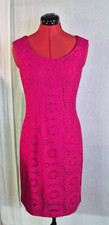 Adrianna Papell Womens Pink Lace Overlay Pencil Dress Size 8 Midi Zip Up F935