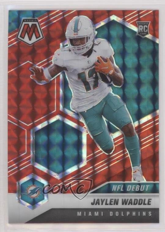 2021 Panini Mosaic NFL Debut Red Mosaic Prizm Jaylen Waddle #248 Rookie RC