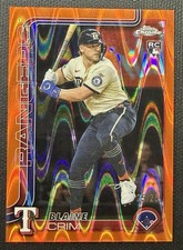 Blaine Crim  25/25 2025 Topps Chrome Texas Rangers Orange Refractor RC Bookend