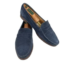 Marc Joseph Suede Penny Loafers Women’s 8.5 M Blue Leather Shoes Handmade Brazil