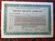 Briggs Realty Company 5 Share Stock Certificate