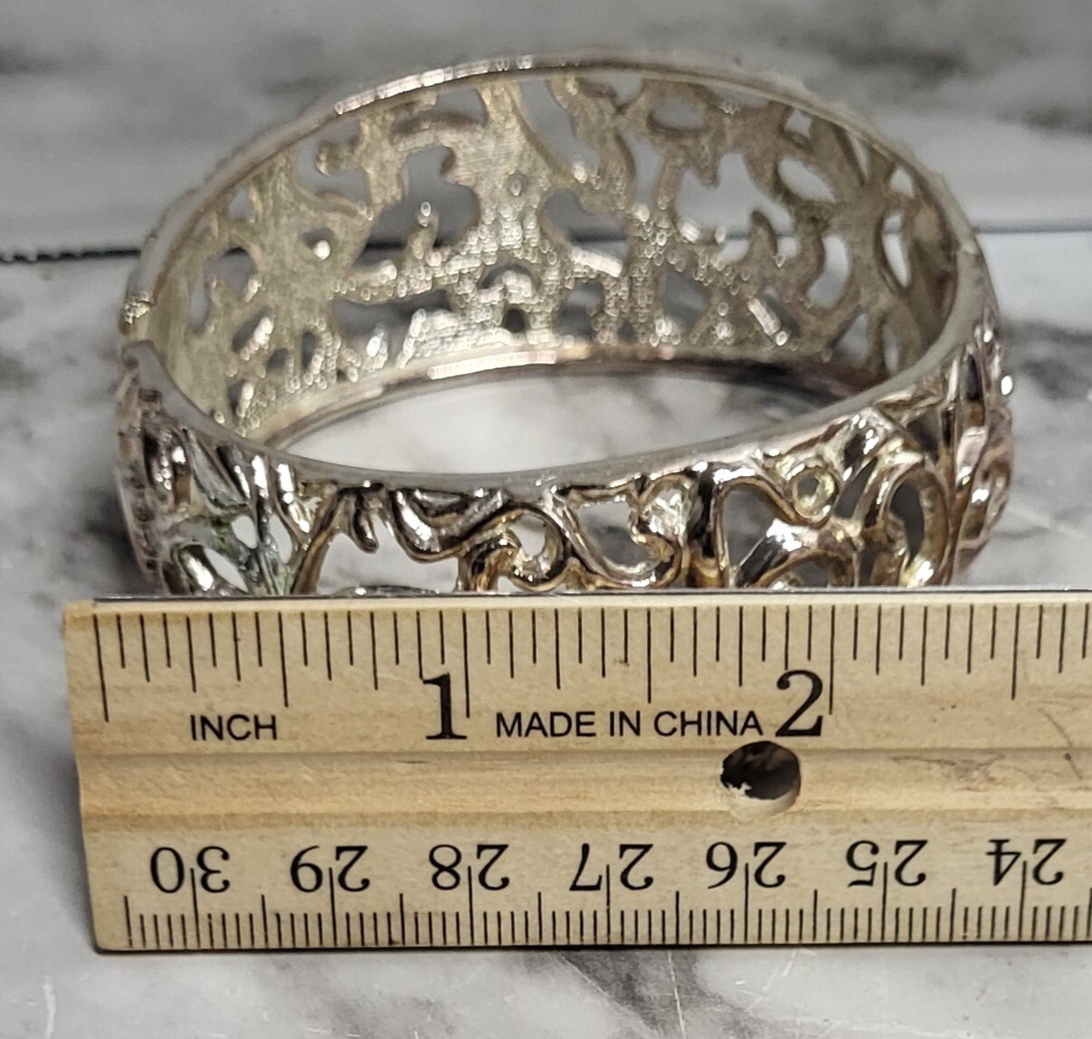 Bangle Style Bracelet. Hinged Opening. Scrollwork… - image 5