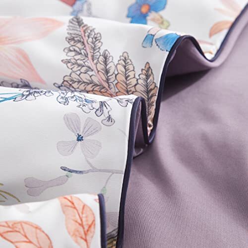  Purple Duvet Cover Set Birds Pattern on White Floral Pattern King Pattern5204