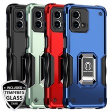 For Moto G Stylus 5G 2023 Ring Case Defender Magnetic Stand Cover Tempered Glass