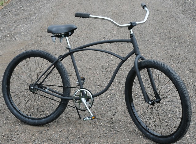 ReCycLeD Vintage Classic Schwinn Flat Black Cruiser BICYCLE HotRod Fat Tire Bike | eBay