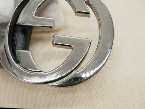 GUCCI Interlocking G sherry line belt accessory black hardware silver #6069P - Picture 9 of 23
