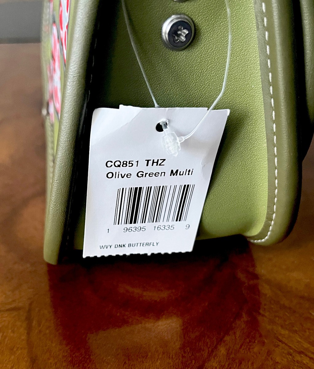 Coach COACHTOPIA Olive Green Multi BUTTERFLY PRINT Smooth Leather