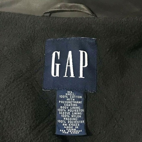 GAP Vtg Coated Canvas Jacket Brown Lined Bomber XL Mens Chore Field Y2K Gorpcore - Picture 2 of 12