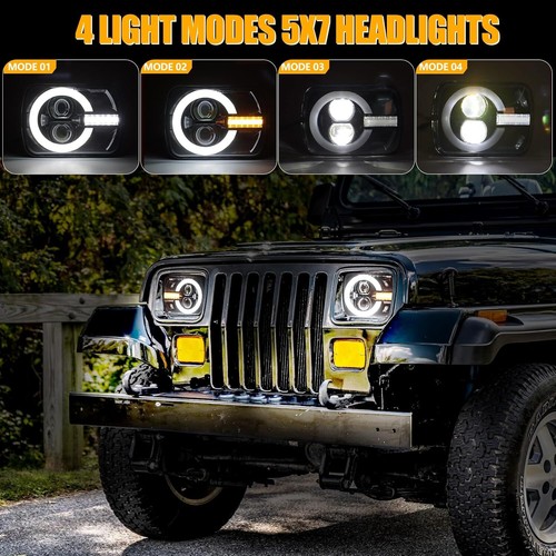 7x6 5x7 LED Headlights for XJ Wrangler YJ GMC Ram W250 D350 Ramcharger Chevy S10 - Picture 11 of 24