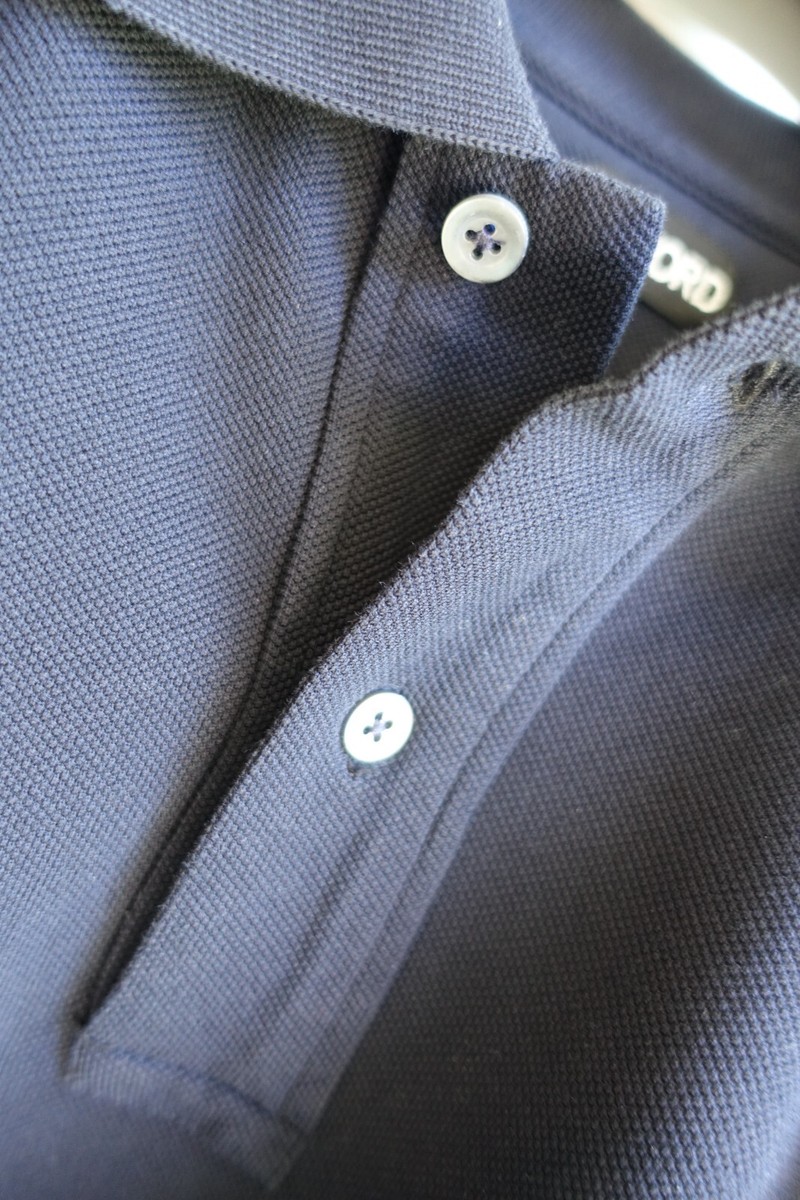 【美品】TOM FORD ネイビーグレー ポロシャツ TOM FORD POLO SHIRT 58 poloshirt cotton logo navy dark blue made