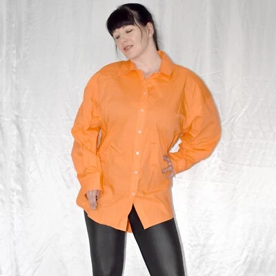 Blouse En Coton Orange Fluo L (44) Haut Doux Chemisier Tunique - Photo 1/4