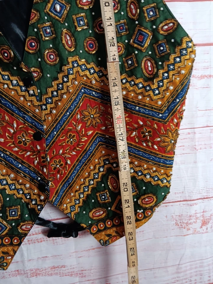 Bali Chic De Colección Chaleco Camisa Top Blusa Mujer Talla Única Multicolor Con Cuentas Foto 4 de 4