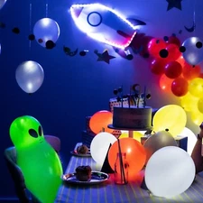 Illooms Super Size Green Alien Halloween Light up Balloons 5 Pack