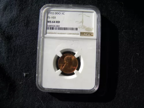 1972 LINCOLN MEMORIAL CENT DDO FS-103 NGC MS64-RD