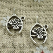 Free Ship 136 pcs tibetan silver four - leaf clover charms 23x14mm L-338