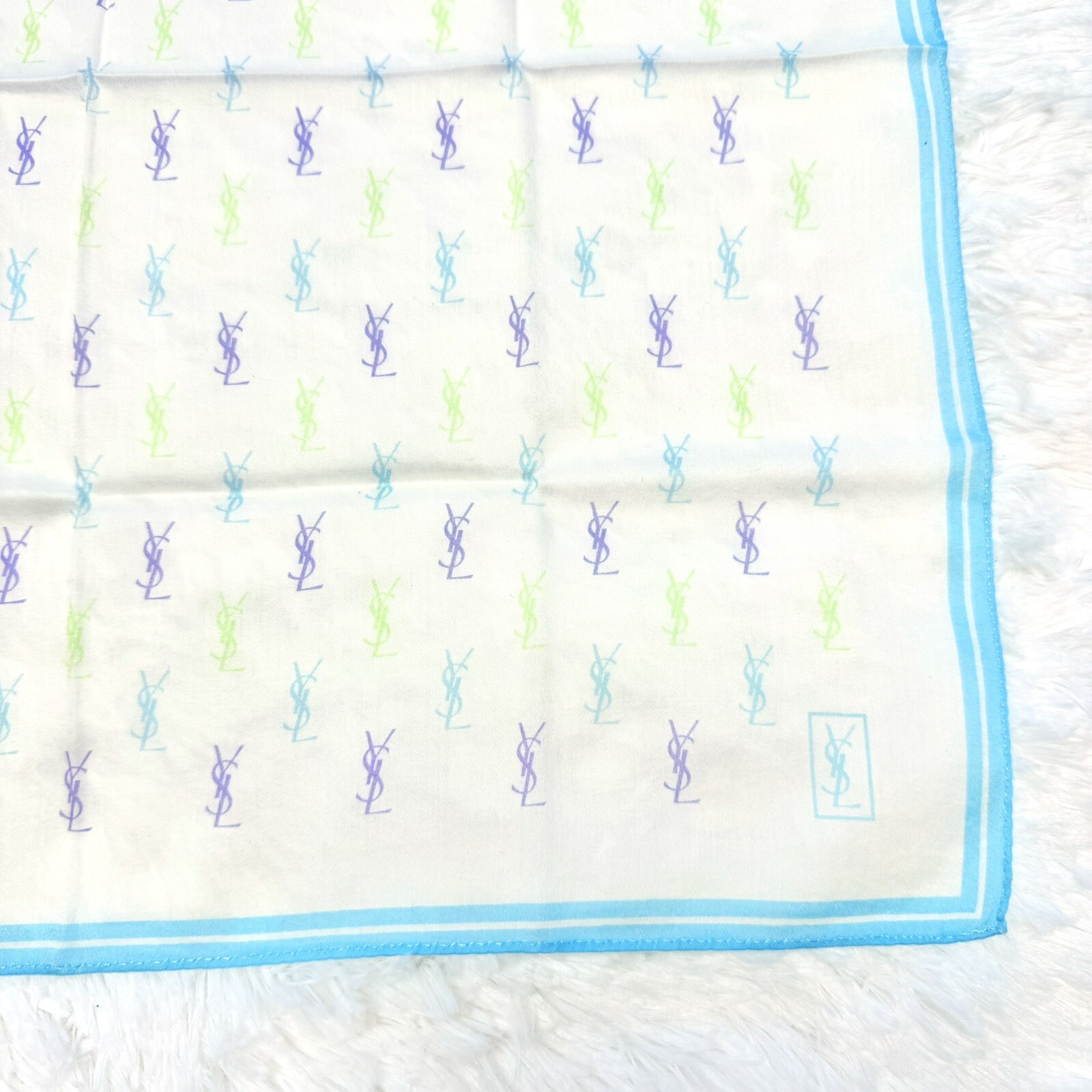 YSL mini sciarpa fazzoletto donna cotone logo Yves Saint Laurent borsa borsetta