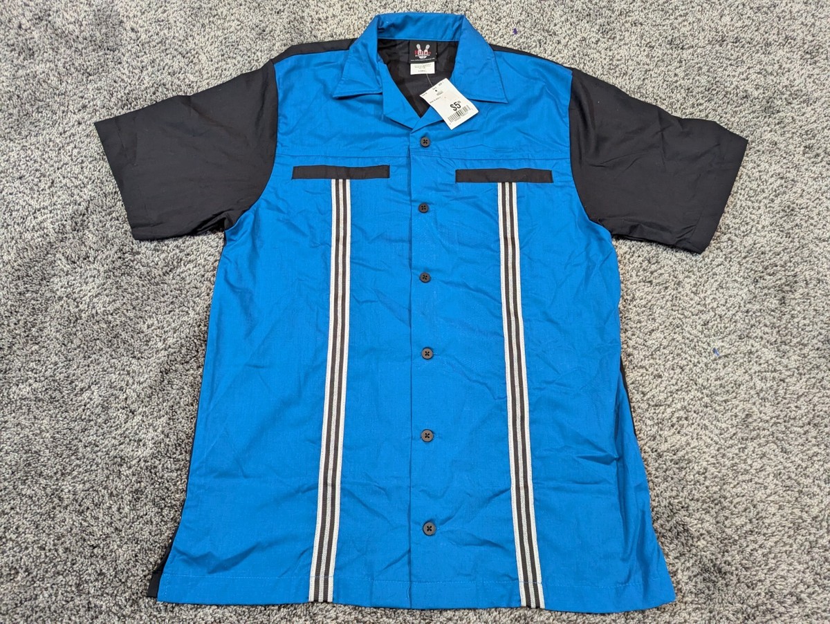 Vintage Hilton Retro Bowling Shirt Adult XS Blue White Black