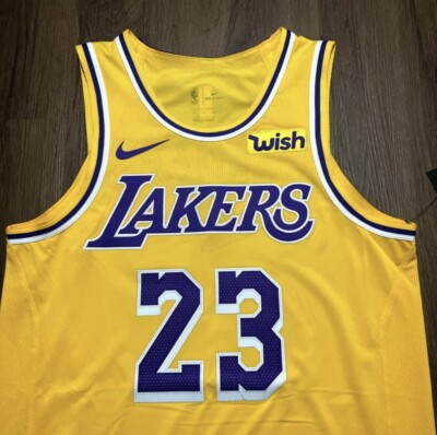 Nike Authentic Lebron James Laker Jersey w/ Wish Logo Size 48