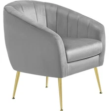Modern Velvet Accent Chair with Golden Metal Legs for Living Room Bedroom