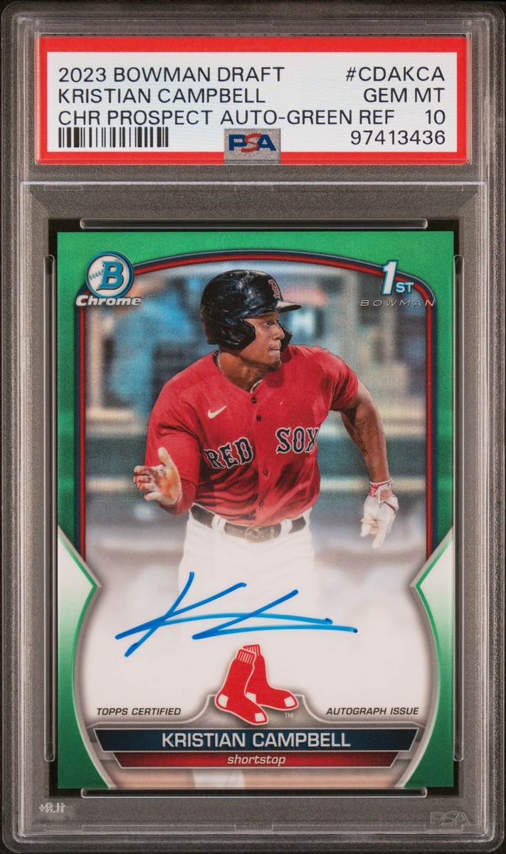 PSA 10 KRISTIAN CAMPBELL AUTO 2023 Bowman Chrome GREEN REFRACTOR