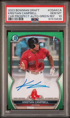 PSA 10 KRISTIAN CAMPBELL AUTO 2023 Bowman Chrome GREEN
