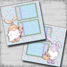 Gnomie Bunnies - 2 Premade Scrapbook Pages - EZ Layout 5968