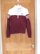 Women's Pink Victoria's Secret Maroon Long Sleeve 1/4 Zip Sweatshirt Size S