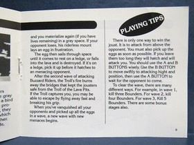 JOUST Instruction Manual - No Game NES Nintendo