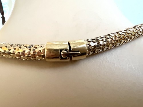 Collar de cadena gargantilla chapado en oro de plata de ley 925 redonda escamas de serpiente 17,5" L - Imagen 4 de 11