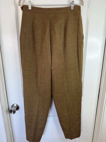 Pantalones de vestir plisados de lana virgen marrón Burberrys para mujer - talla 10 - Imagen 4 de 6